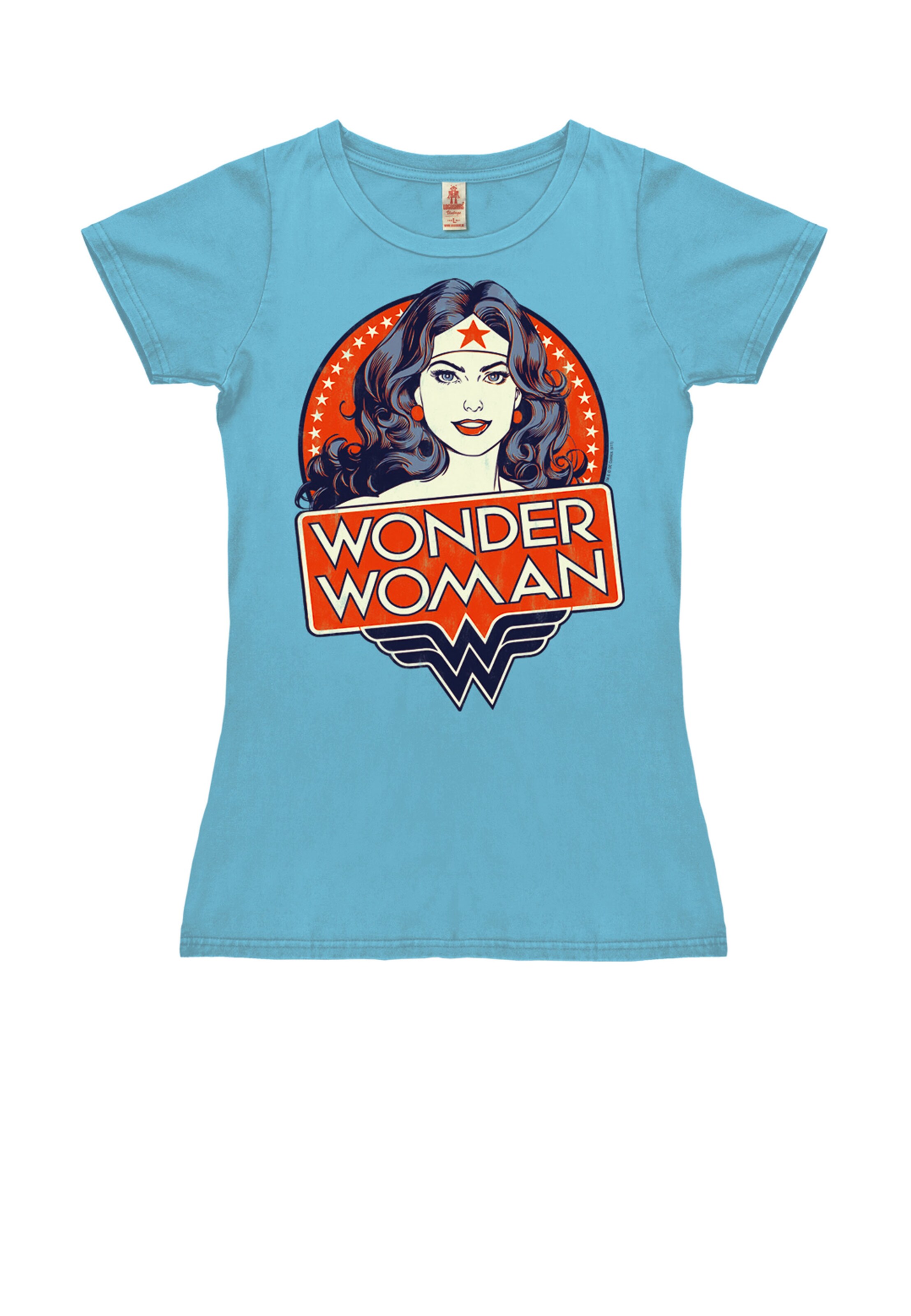 LOGOSHIRT Shirt 'Wonder Woman Portrait' in Blue: front