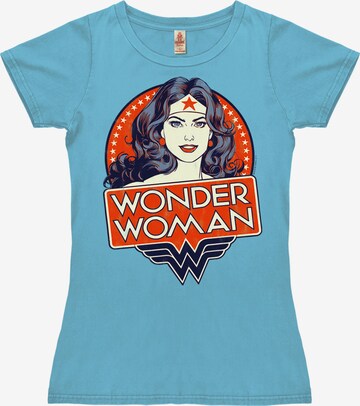 LOGOSHIRT Shirt 'Wonder Woman Portrait' in Blauw: voorkant