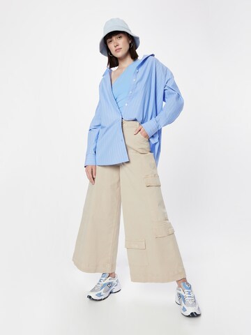 TOPSHOP Wide leg Παντελόνι cargo σε γκρι