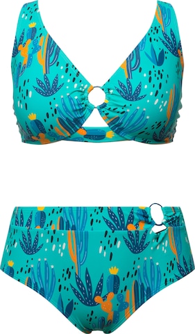 Ulla Popken T-shirt Bikini Top in Blue