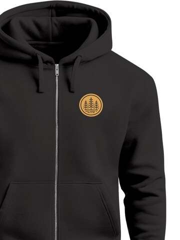 Neverless Sweatjacke 'Bäume Badge'‌‌‌‌‌‌‌‌ in Schwarz
