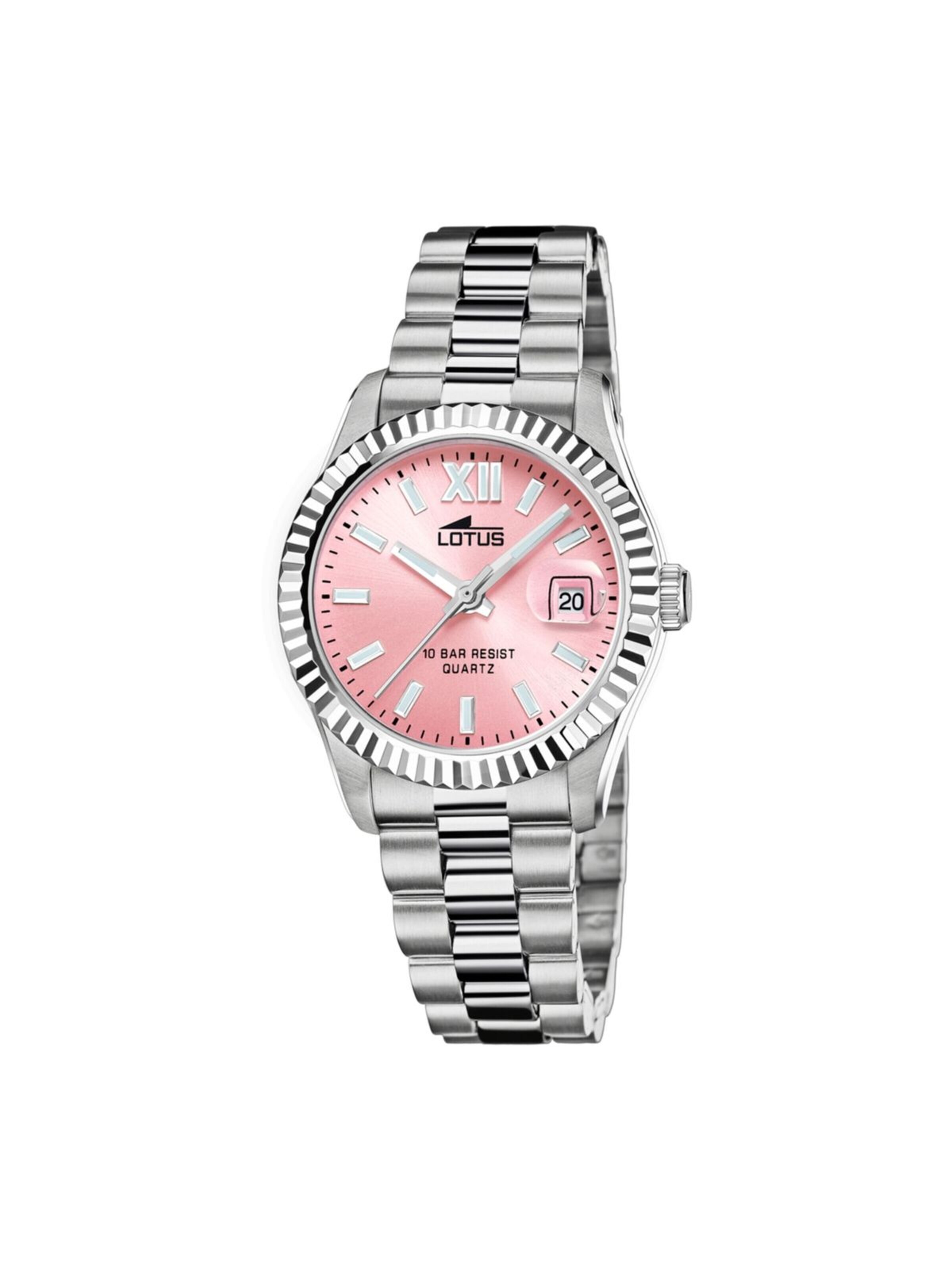 Montre à affichage analogique Lotus en rose : devant