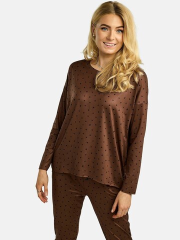 Liberte Essentiel Shirt ' ALMA-LS ' in Bruin: voorkant