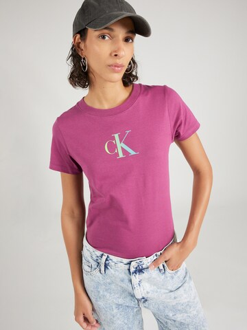 T-shirt Calvin Klein Jeans en rose : devant