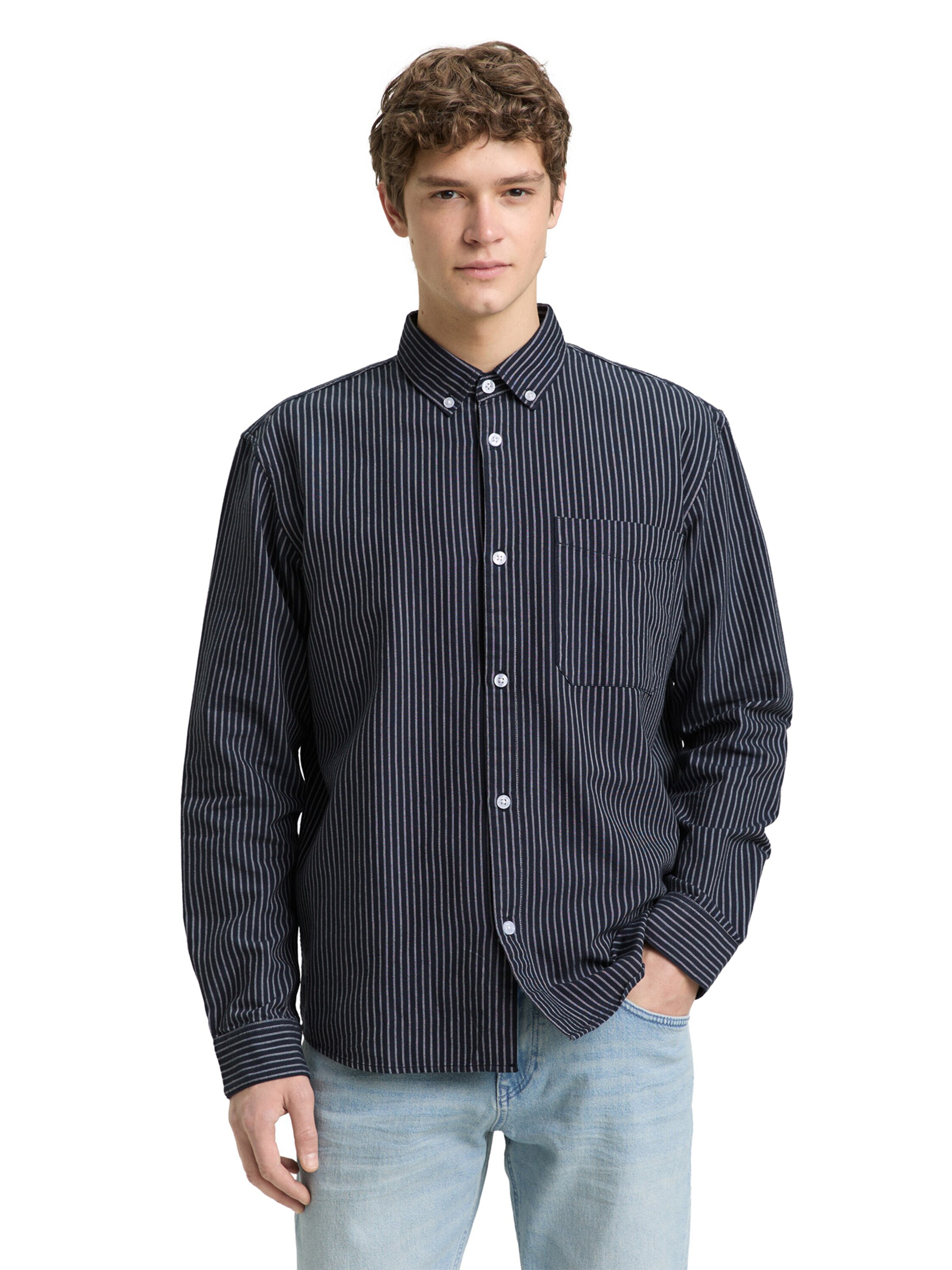 TOM TAILOR DENIM Comfort fit Overhemd in Blauw: voorkant