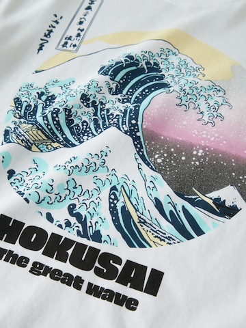 NAME IT Tričko 'NKFMYDA HOKUSAI' – bílá
