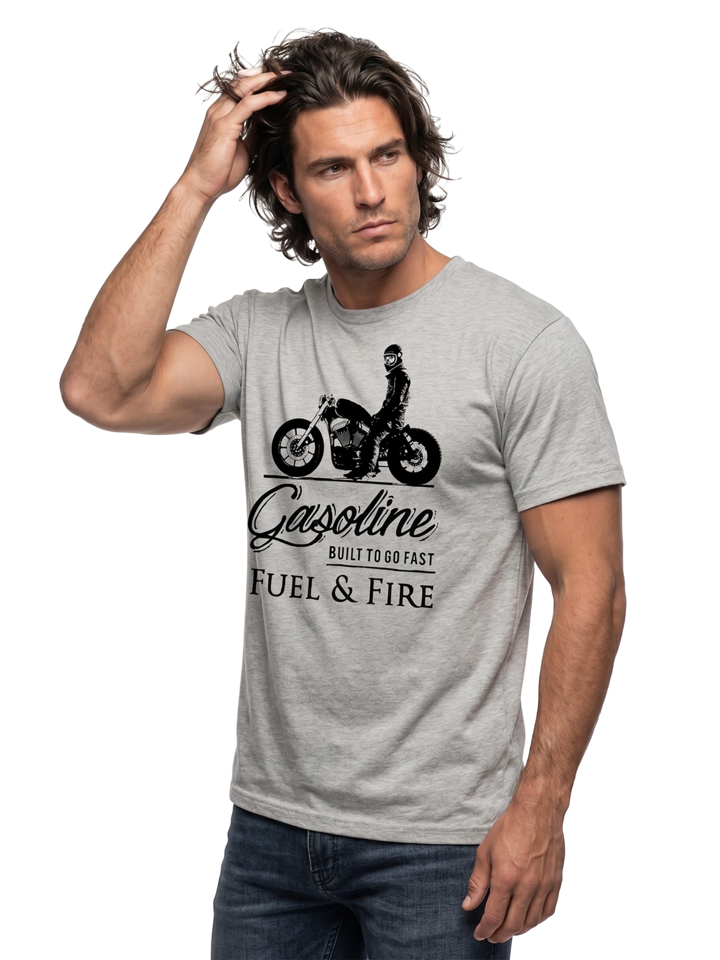 MAKAYA Shirt 'Gasoline Biker' in Grey