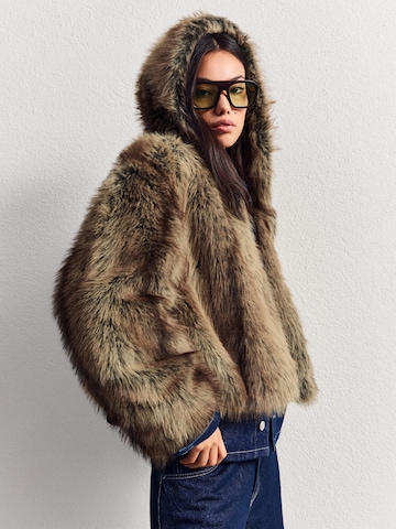 Bershka Winter Jacket in Brown: front