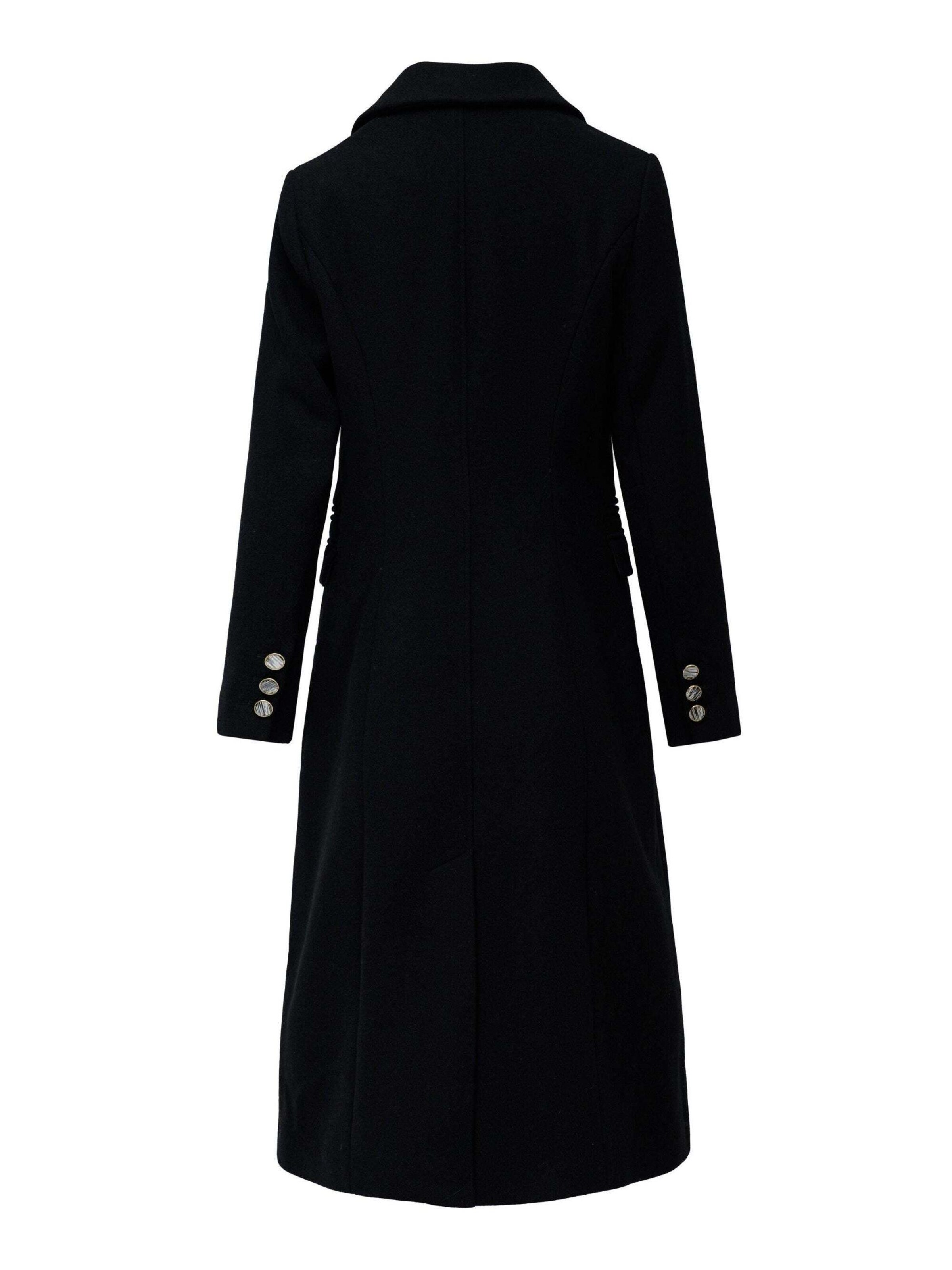 Salsa Jeans Winter Jacket 'Wool Coat With Faux Fur Collar' in Black