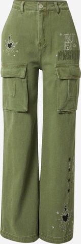 Nasty Gal - Loosefit Calças cargo em verde: frente