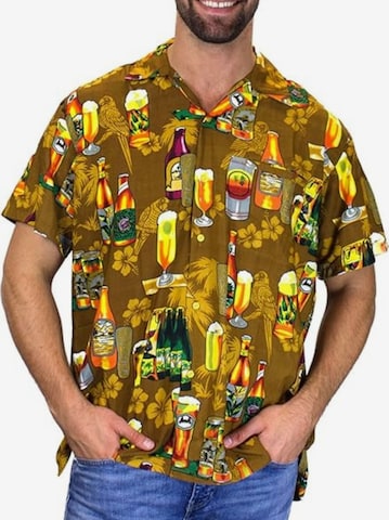 King Kameha Shirt 'Beerbottle' in Yellow: front