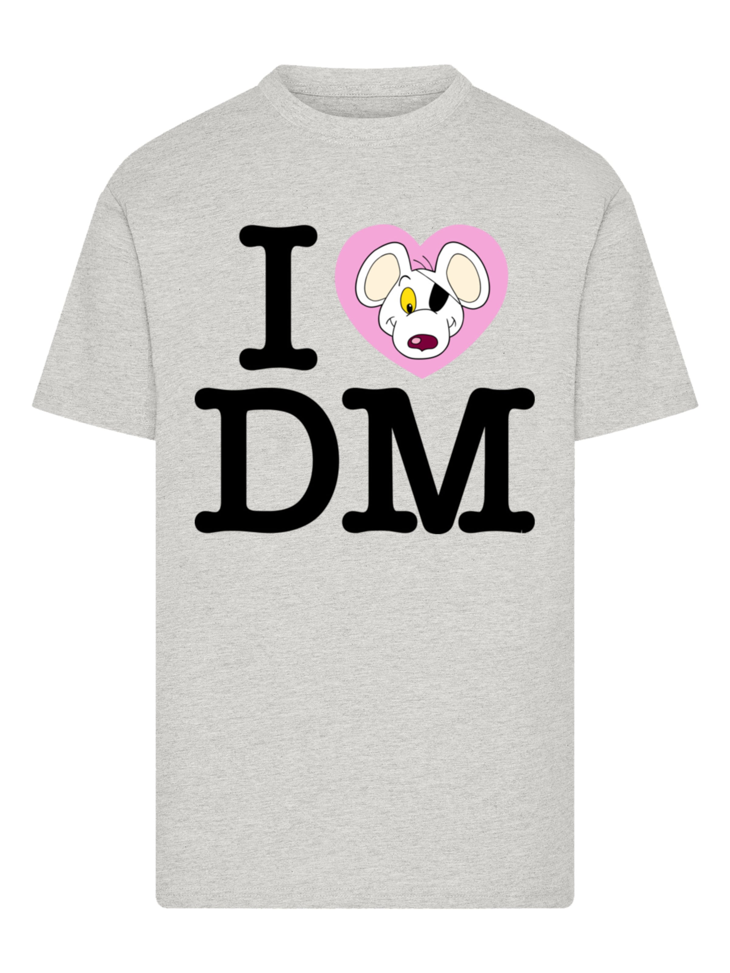 F4NT4STIC Shirt 'Danger Mouse I Love DM' in Grey: front
