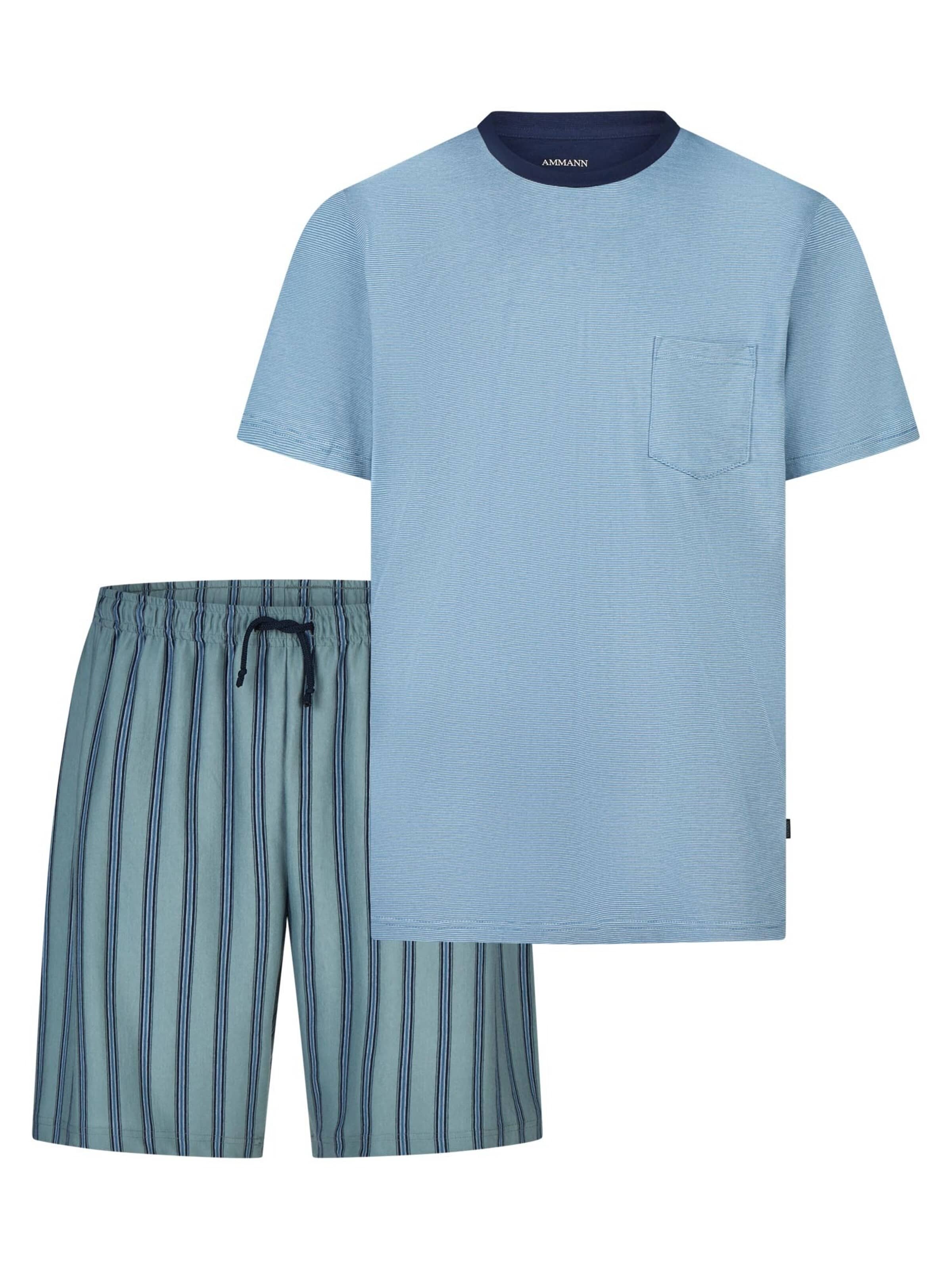 Ammann Pyjama kort 'Mix & Match' in Blauw: voorkant