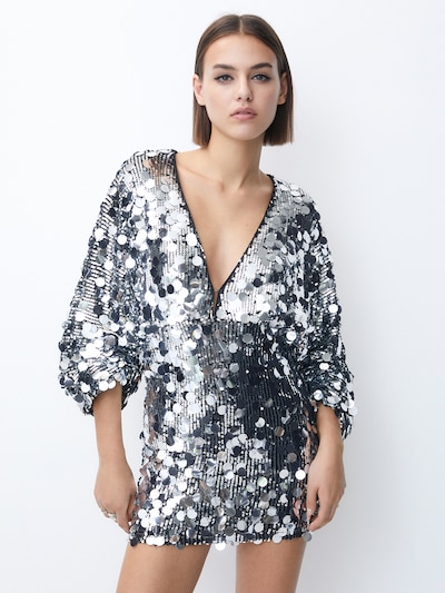 Pull&Bear Robe de cocktail en argent, Vue avec produit