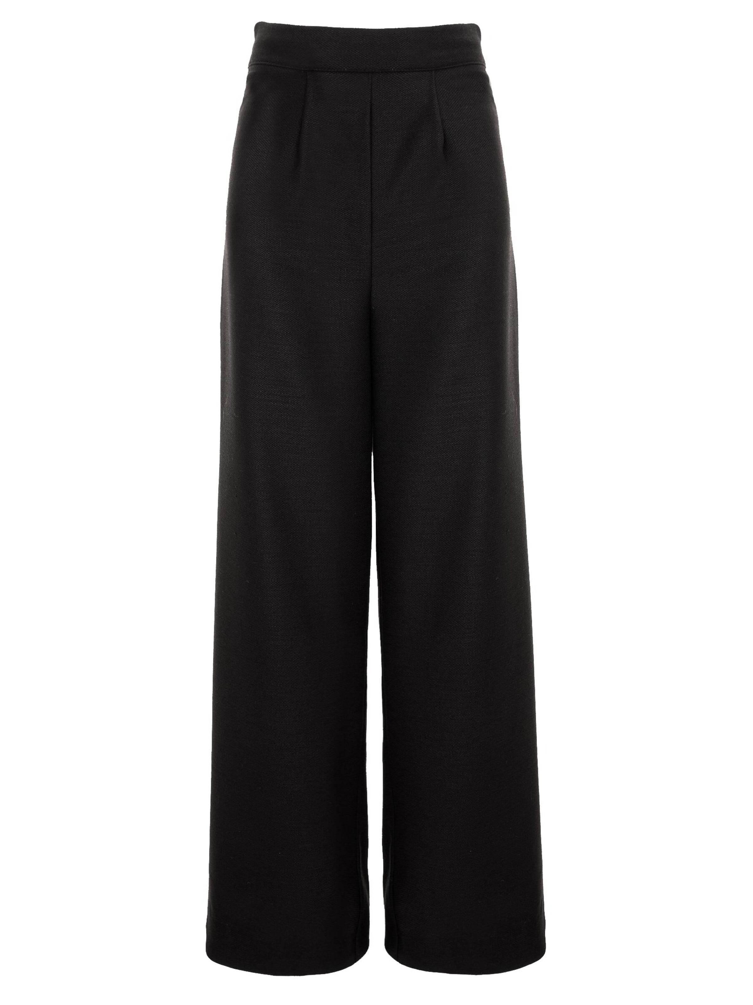 AVENUE N°29 Wide leg Broek 'Wool Wide Leg' in Zwart: voorkant