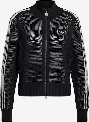 ADIDAS ORIGINALS Knit Cardigan 'Firebird' in Black: front