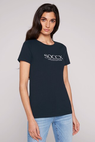Soccx Basic T-Shirt mit Logo Print in Blau: Vorderseite