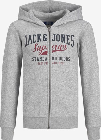 Jack & Jones Junior Tepláková bunda 'Logo' - Sivá: predná strana