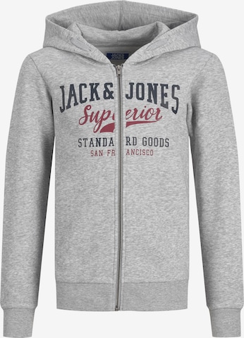 Jack & Jones Junior Zip-Up Hoodie in Grey: front