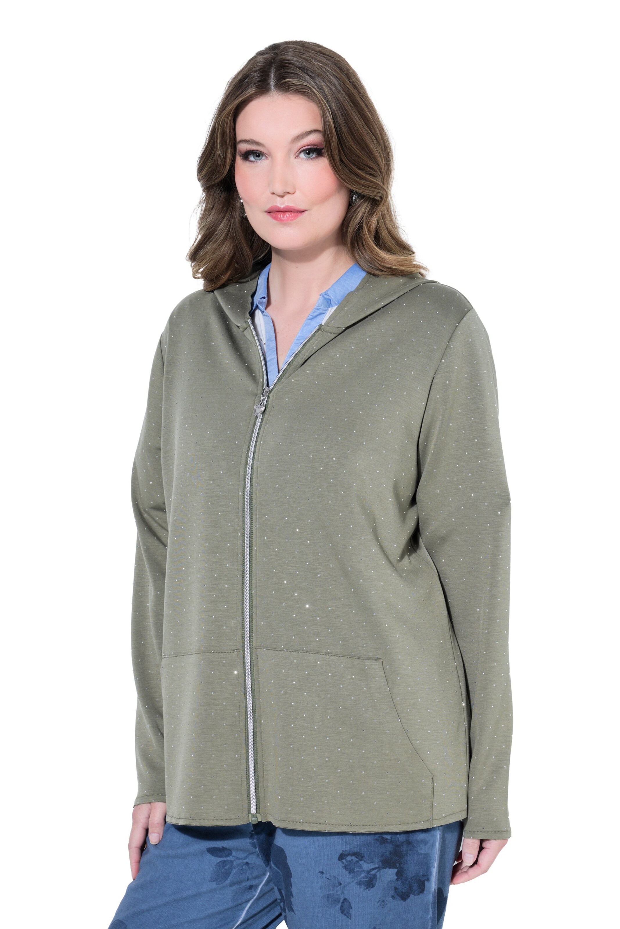 MIAMODA Sweatjacke in Grün: Vorderseite