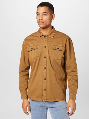 BLEND Comfort fit Button Up Shirt in Brown: front