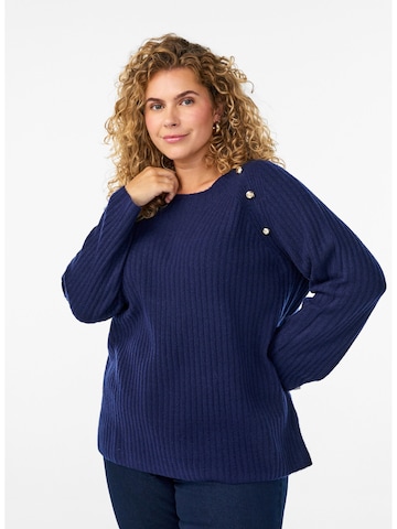 Zizzi Sweatshirt 'Cacomfy' i blå: forside