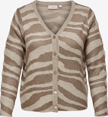 ONLY Carmakoma Knit Cardigan 'Eela' in Brown: front