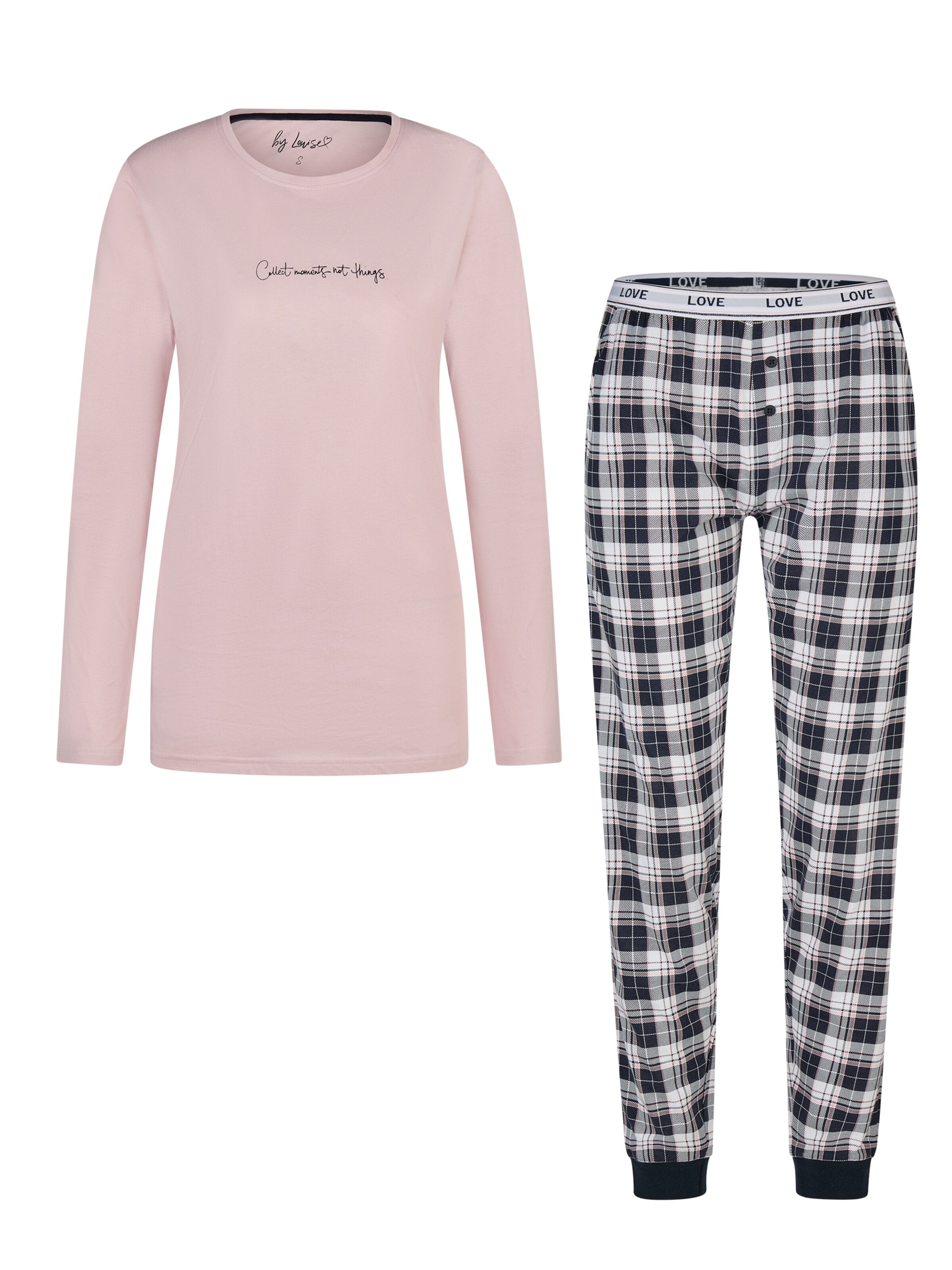 By Louise Pyjama 'By Louise Dames Pyjama Set Lang' in Roze: voorkant