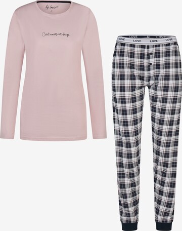 By Louise Pyjama 'By Louise Dames Pyjama Set Lang' in Roze: voorkant