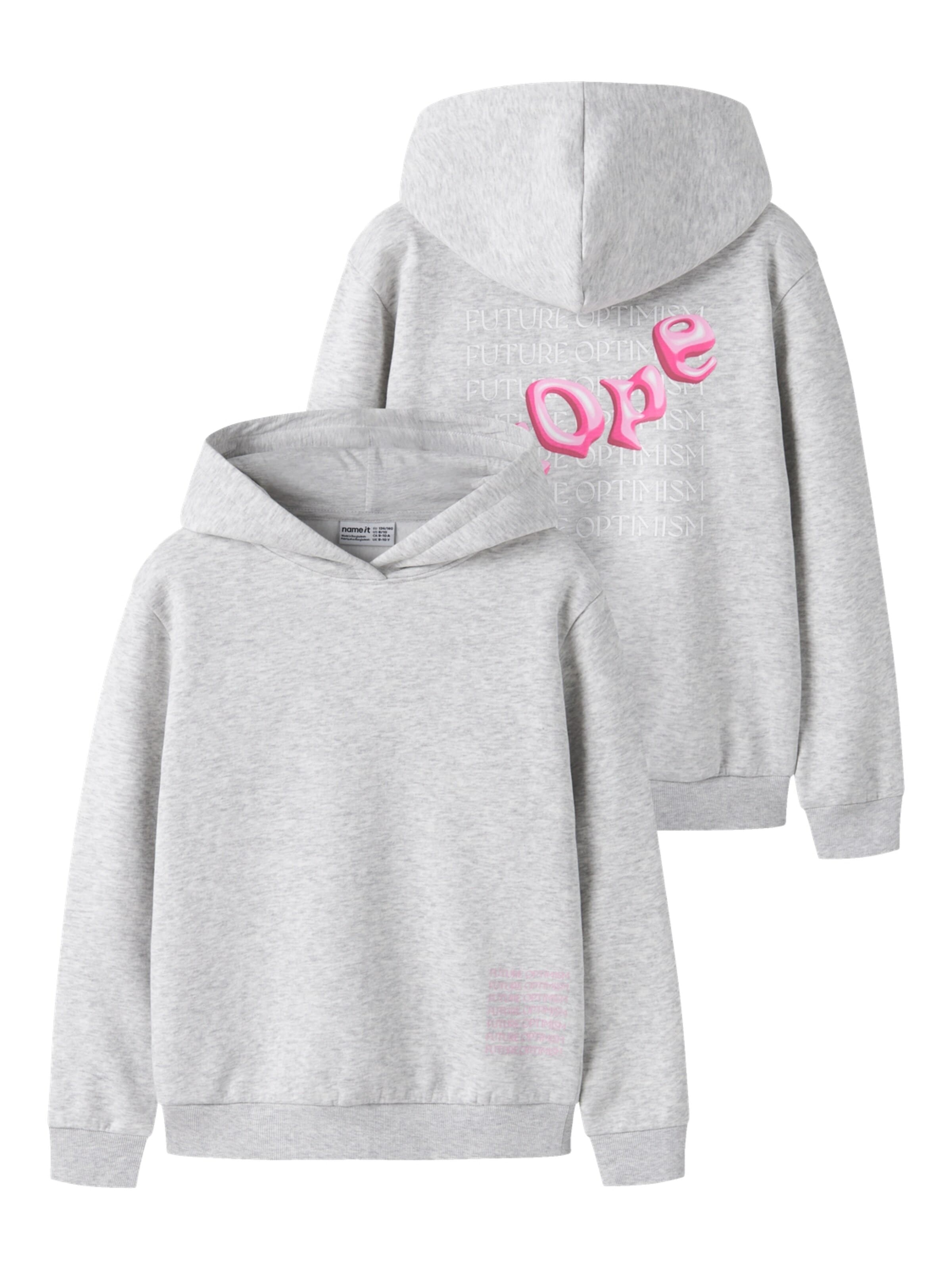 NAME IT Sweatshirt 'Kapuzensweatshirt Nkfnikolisa'‌‌ in Grau: Vorderseite