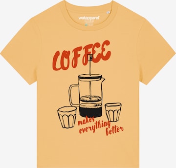 Watapparel Shirt ' Coffee makes everything better ' in Yellow: front