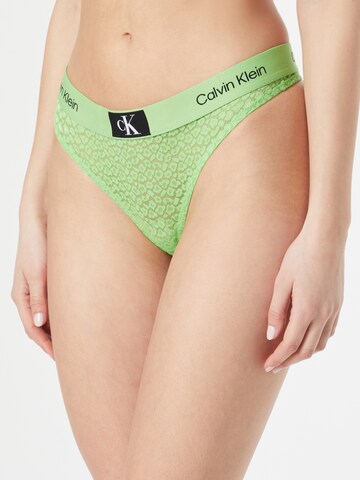 Calvin Klein Underwear Thong in Green: front