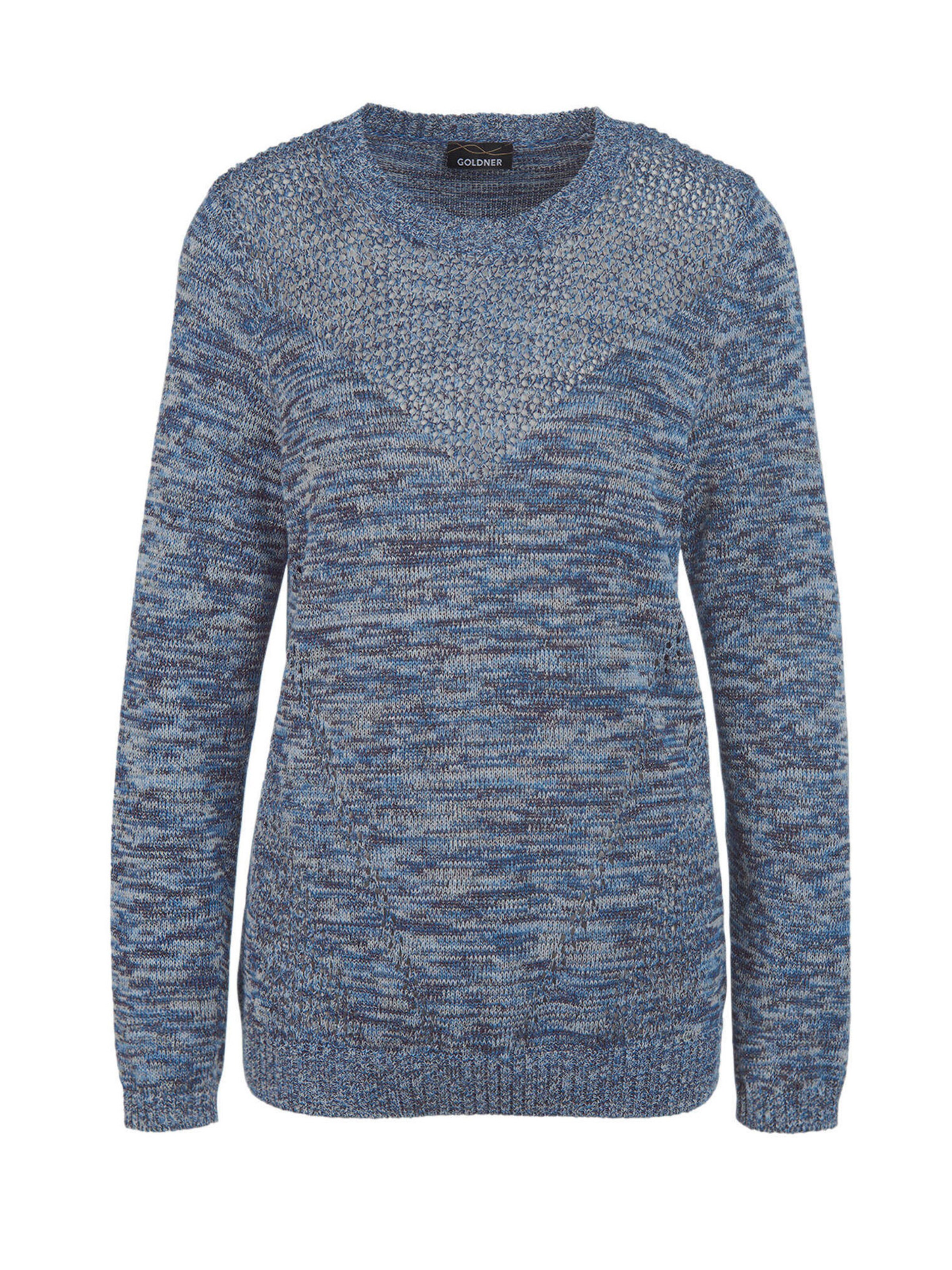 Goldner Pullover in Blau: Vorderseite