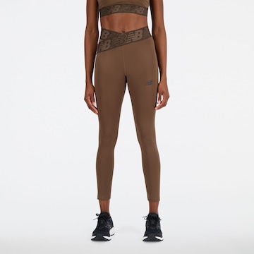 Skinny Pantalon de sport new balance en marron : devant