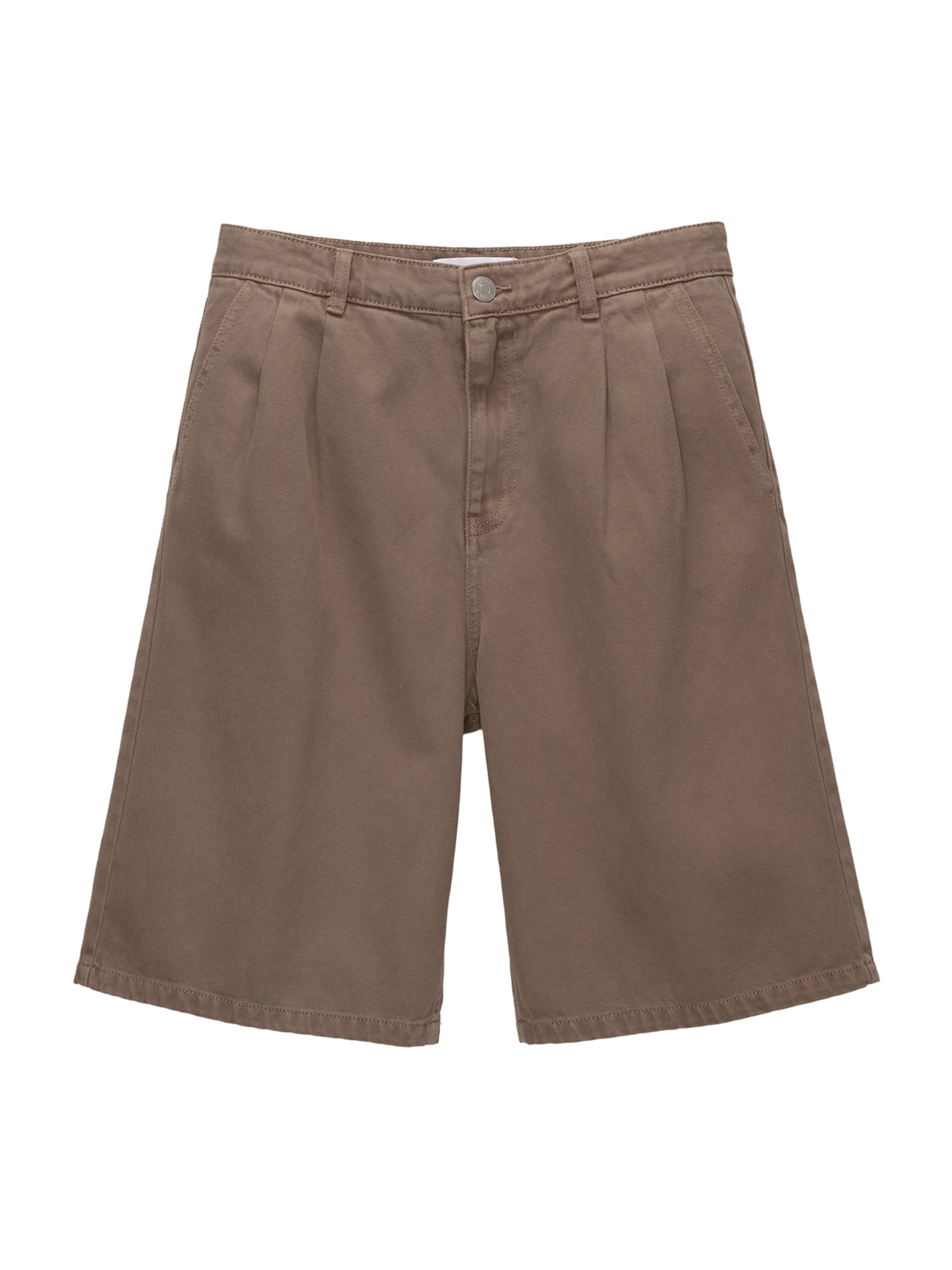 Pull&Bear Loosefit Džíny se sklady v pase – hnědá: přední strana