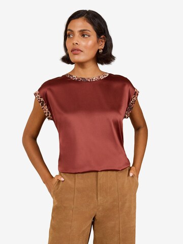 Camicia da donna di love & roses in marrone: frontale