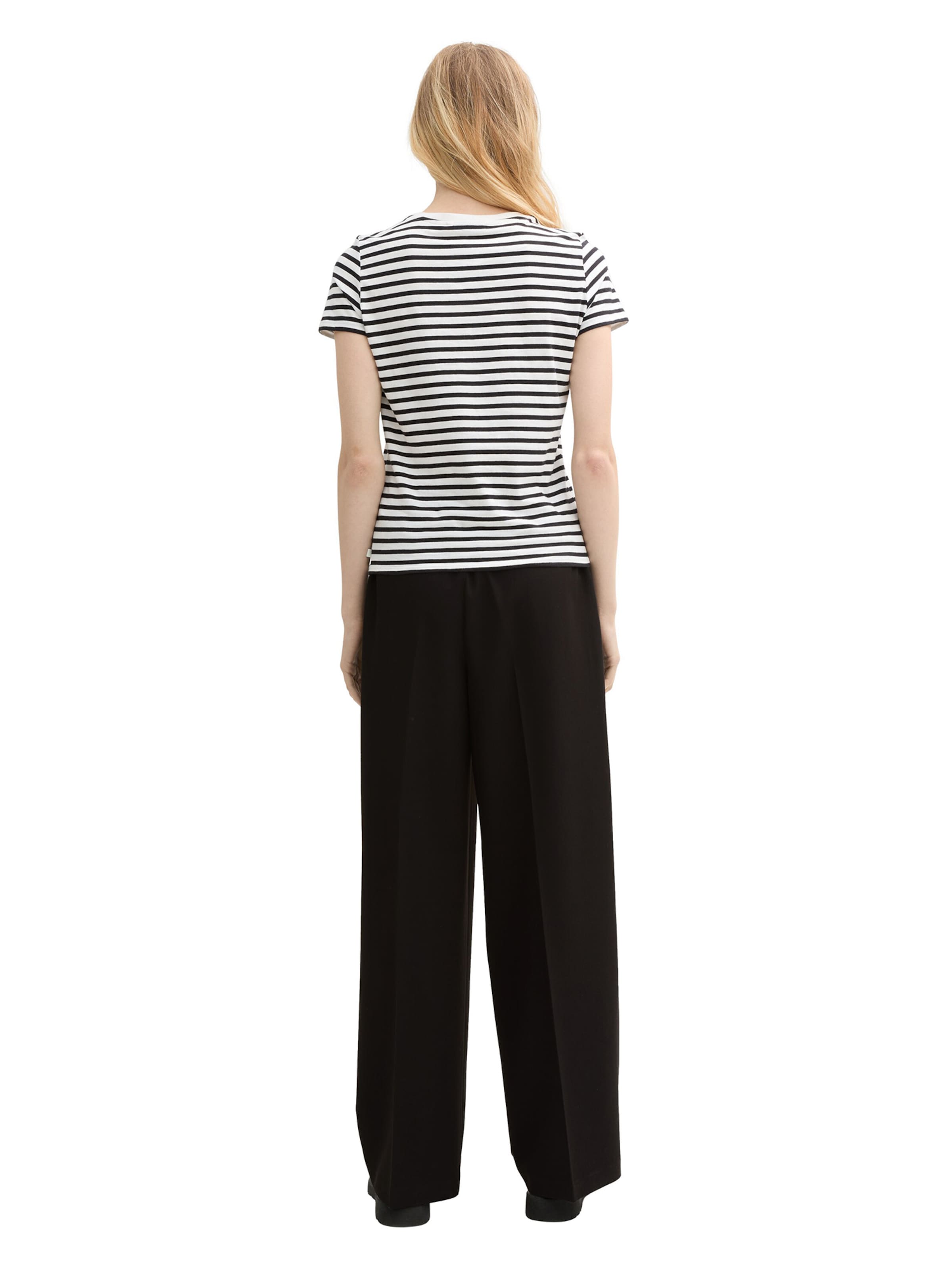 juoda TOM TAILOR DENIM Laisvas Kelnės su kantu