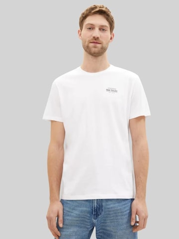 TOM TAILOR Shirt 'Tom Tailor Printed T-shirt White 1042195 20000' in White: front