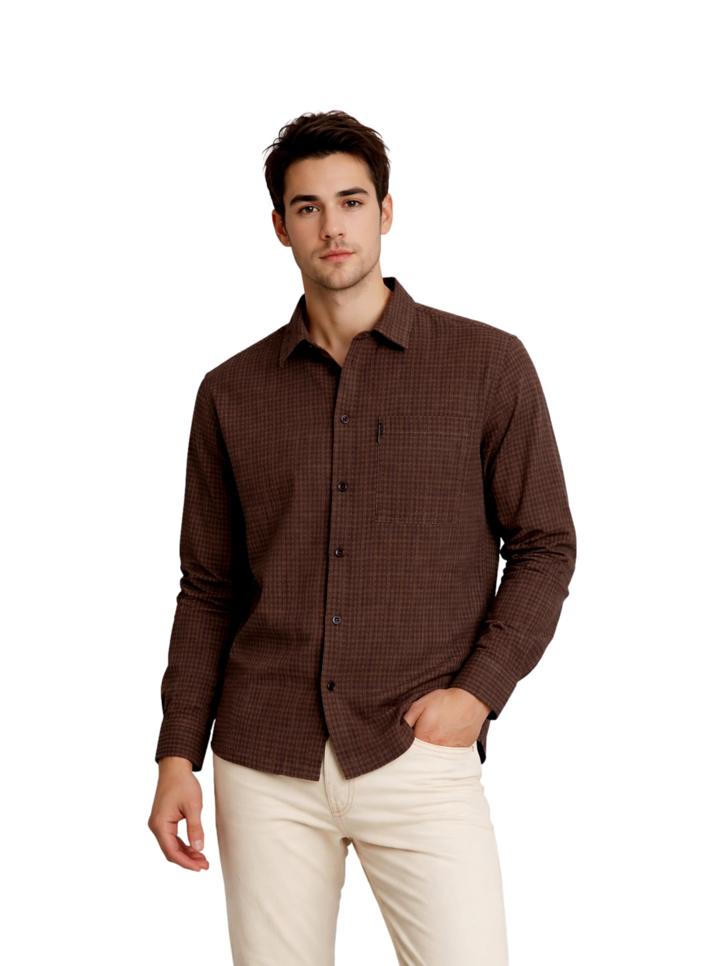 JACK & JONES Comfort Fit Hemd 'Blucaleb' in Braun: Vorderseite