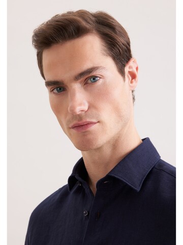 Coupe slim Chemise business 'Smart Linen' SEIDENSTICKER en bleu