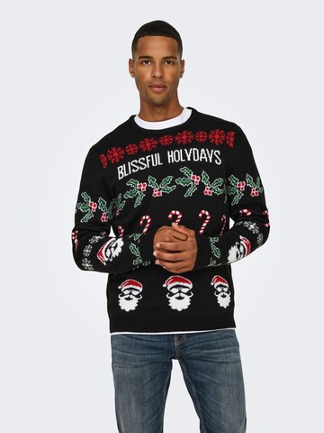 Only & Sons Sweater 'ONSXmas' in Black: front
