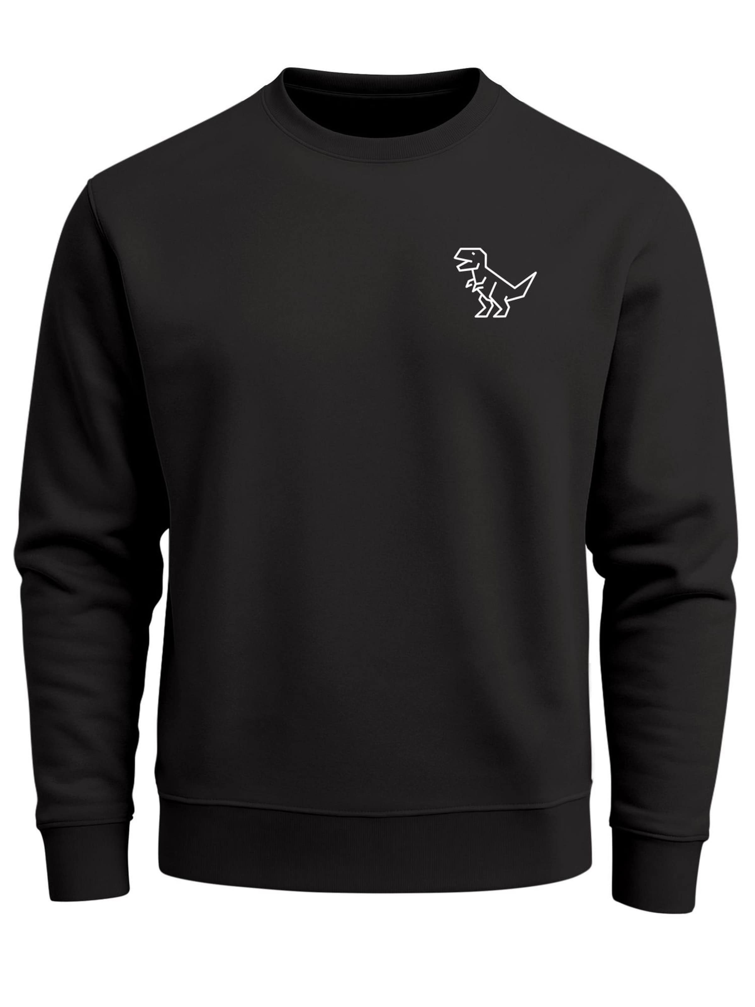 Neverless Sweatshirt 'Polygon T-Rex' in Black: front