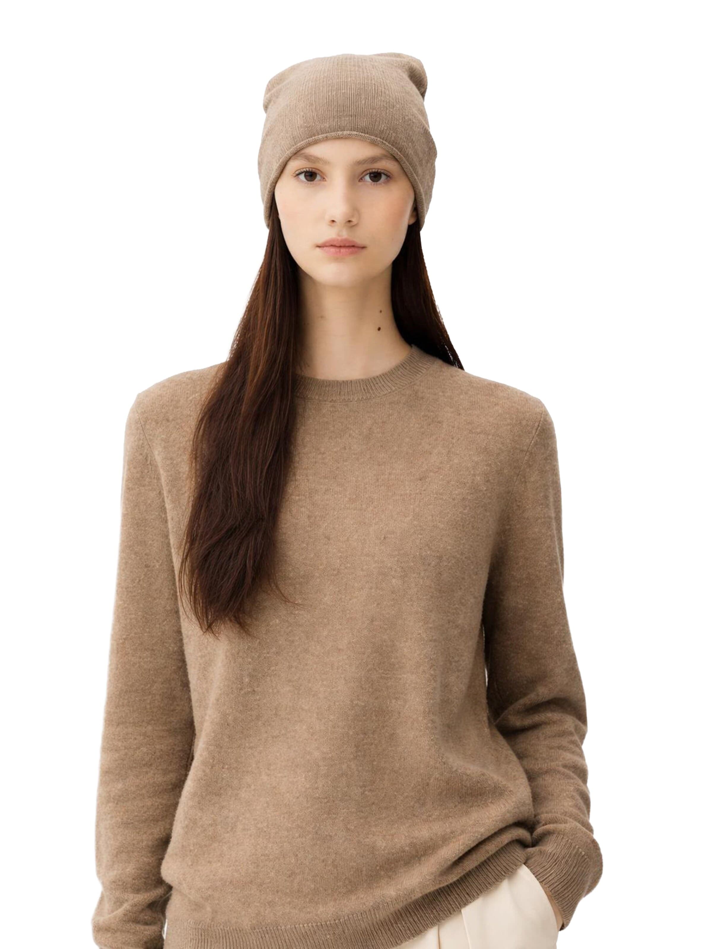 GOBI Cashmere - Jersey 'Cashmere Hat & Sweater Set' en marrón: frente
