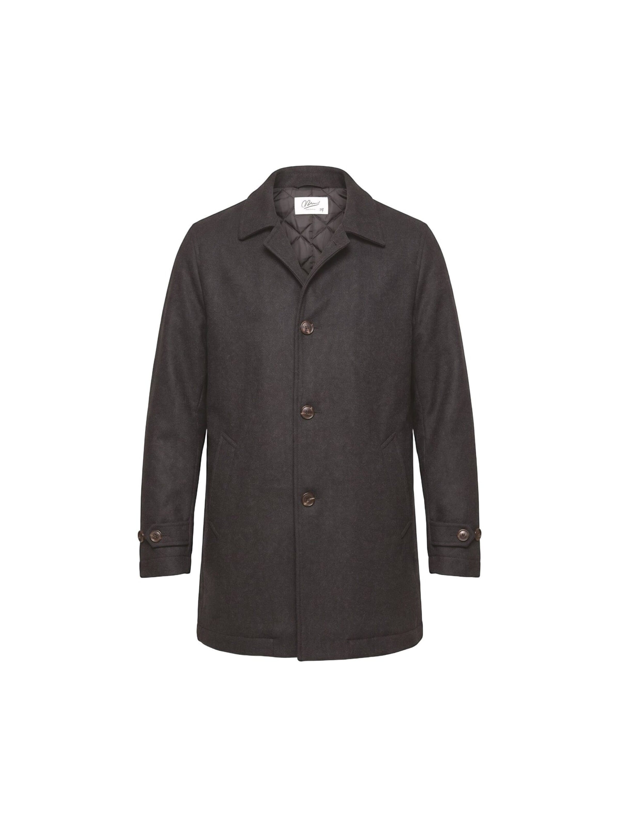Bl'ker Vintage Winter Jacket 'WOOL HOLMES BROWN COAT' in Brown: front