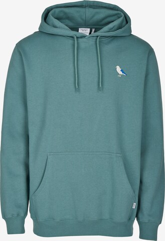 Cleptomanicx Sweatshirt 'Hooded Embro Gull 2' in Blue: front