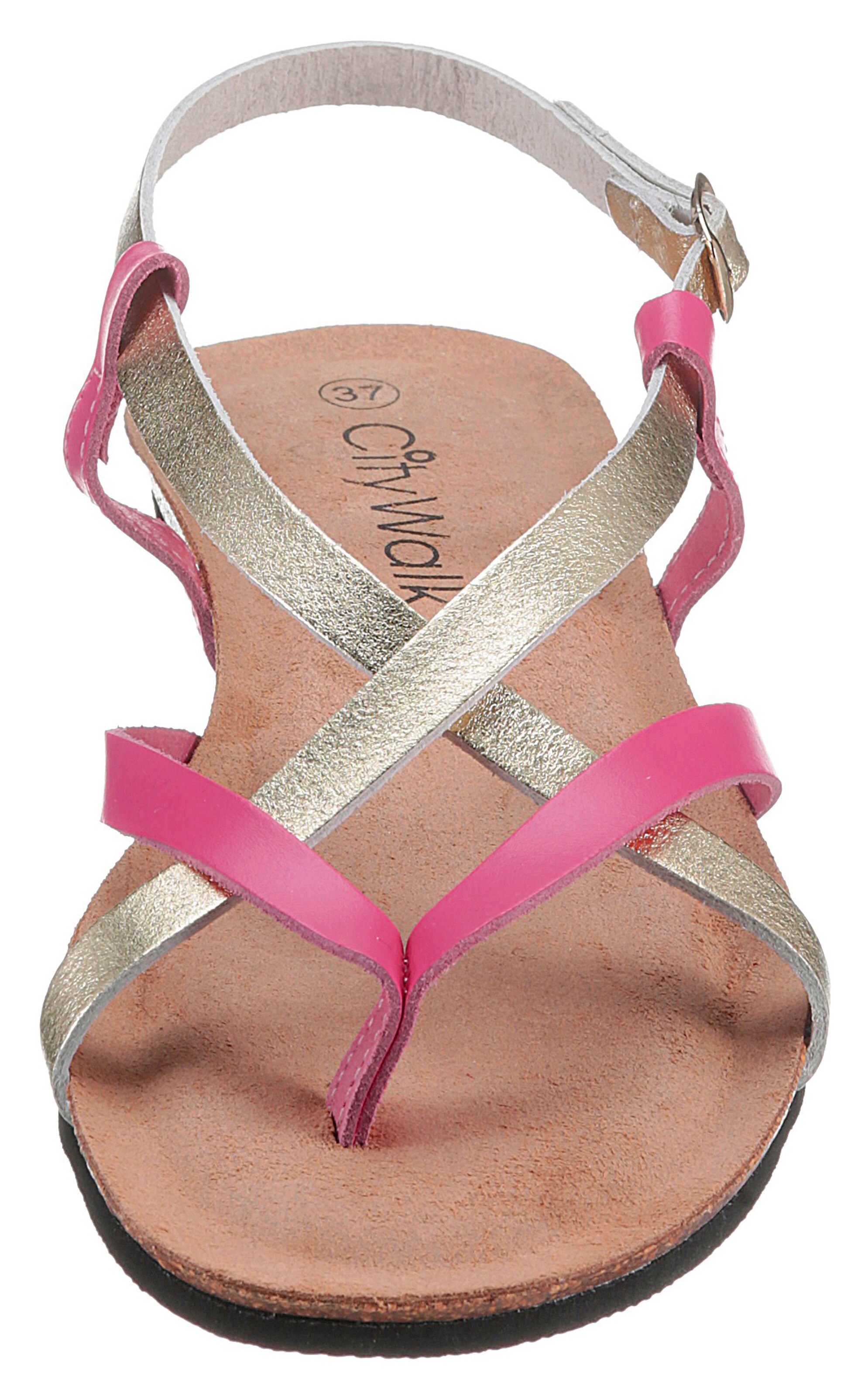 CITY WALK T-Bar Sandals in Gold