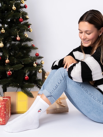 Occulto Socks 'Christmas Claus' in White: front
