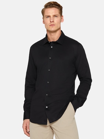 Boggi Milano Slim fit Business shirt in Black: front