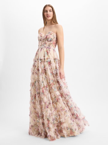 Luxuar Fashion Evening Dress in Beige: front