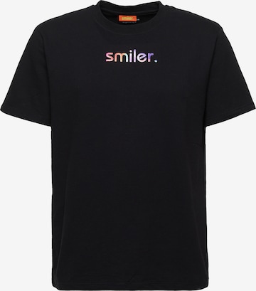 smiler. Shirt 'laugh.' in Black: front